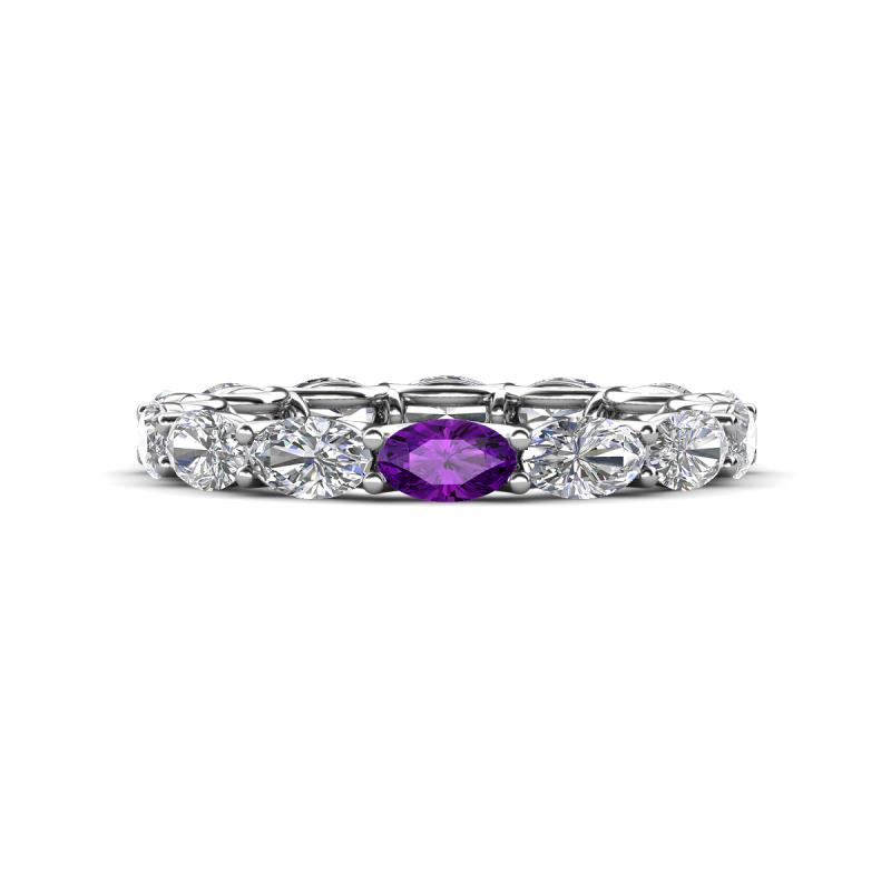 Madison 5x3 mm Oval Lab Grown Diamond and Amethyst Eternity Band 