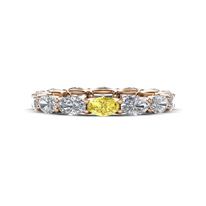 Madison 5x3 mm Oval Lab Grown Diamond and Yellow Sapphire Eternity Band 