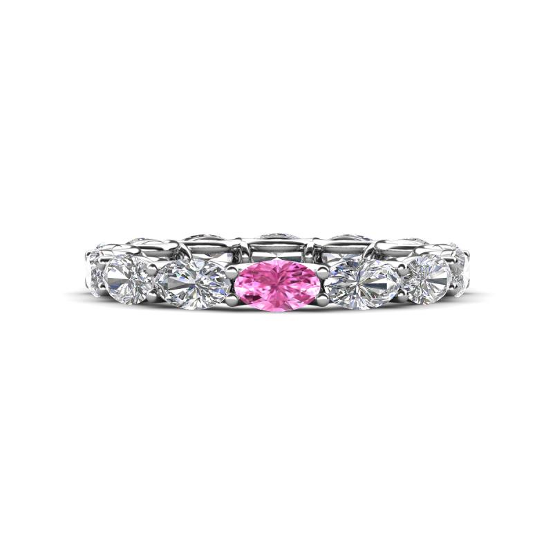 Madison 5x3 mm Oval Lab Grown Diamond and Pink Sapphire Eternity Band 