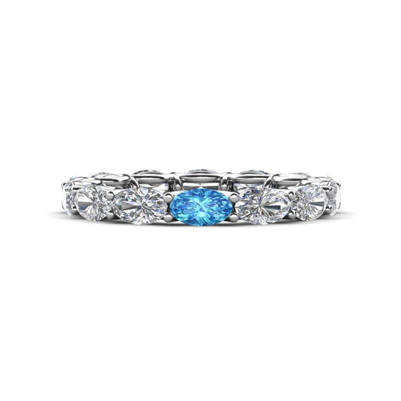 Madison 5x3 mm Oval Lab Grown Diamond and Blue Topaz Eternity Band 