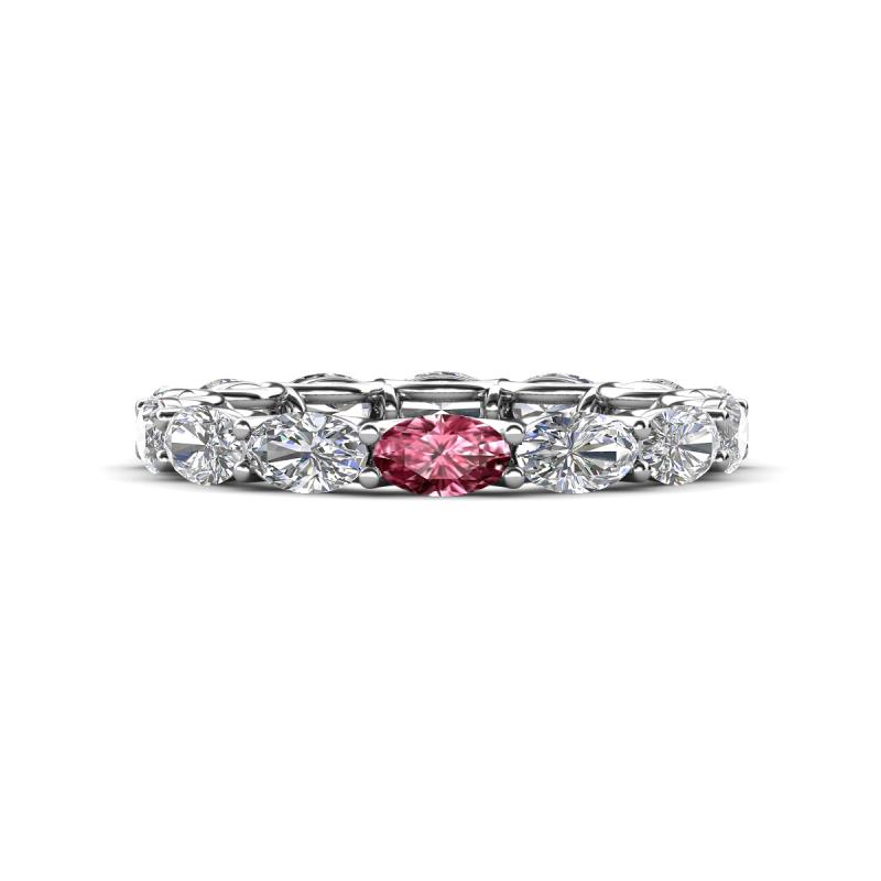 Madison 5x3 mm Oval Lab Grown Diamond and Pink Tourmaline Eternity Band 