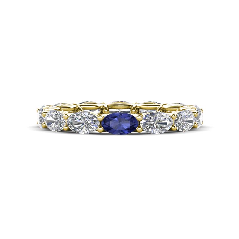 Madison 5x3 mm Oval Lab Grown Diamond and Iolite Eternity Band 