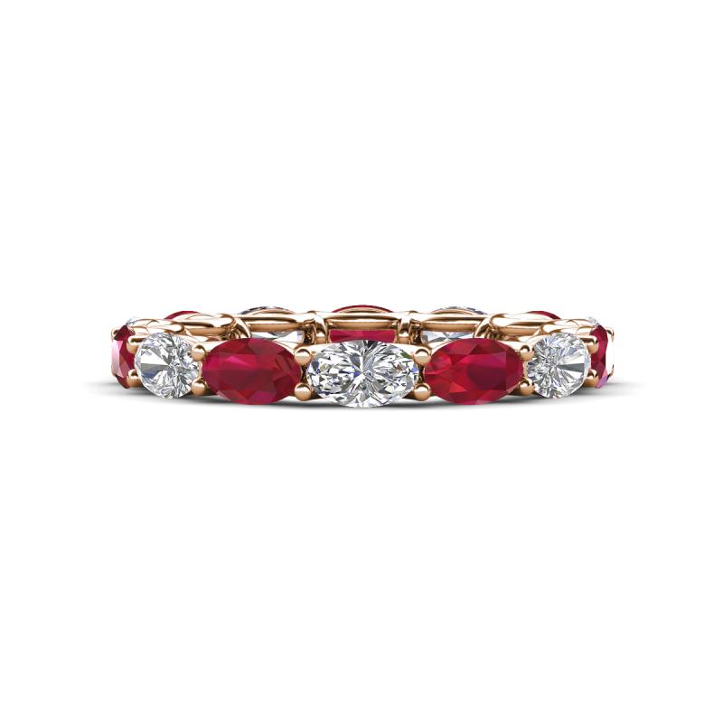 Madison 5x3 mm Oval Diamond and Ruby Eternity Band 