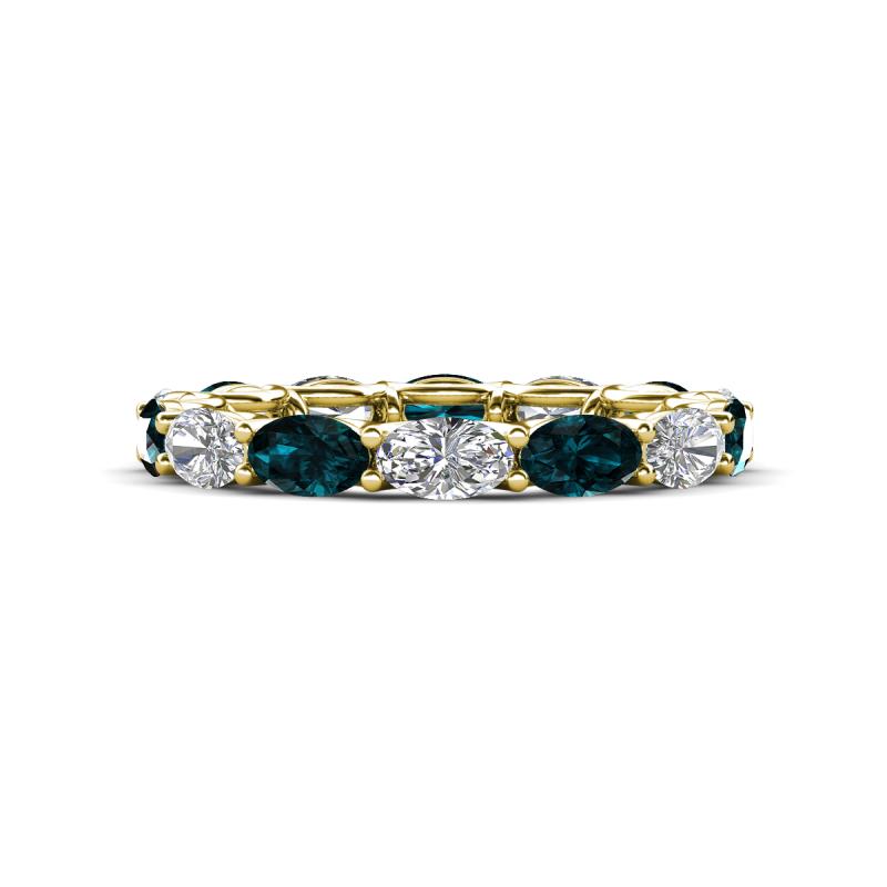 Madison 5x3 mm Oval Diamond and London Blue Topaz Eternity Band 