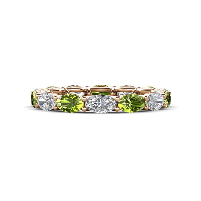 Madison 5x3 mm Oval Diamond and Peridot Eternity Band 