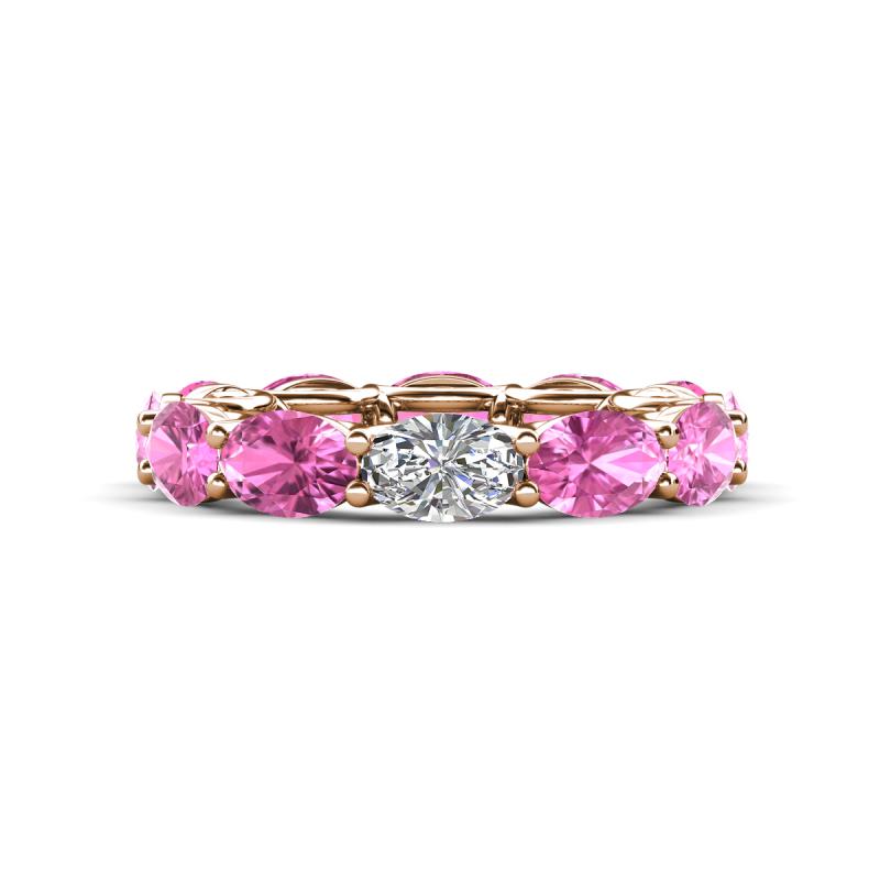 Madison 6x4 mm Oval Diamond and Pink Sapphire Eternity Band 