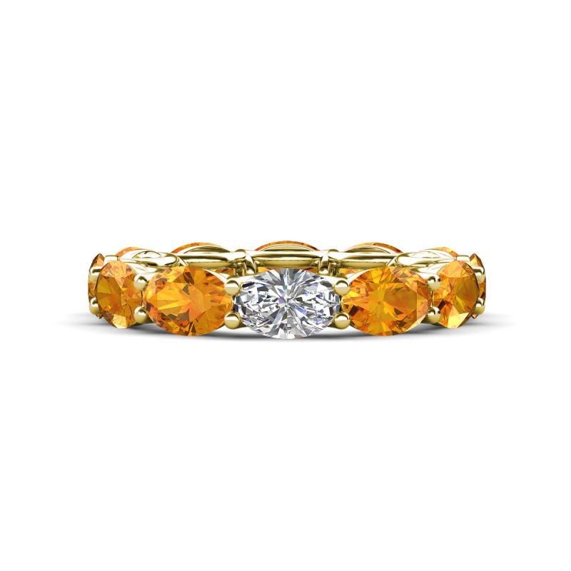 Madison 6x4 mm Oval Lab Grown Diamond and Citrine Eternity Band 