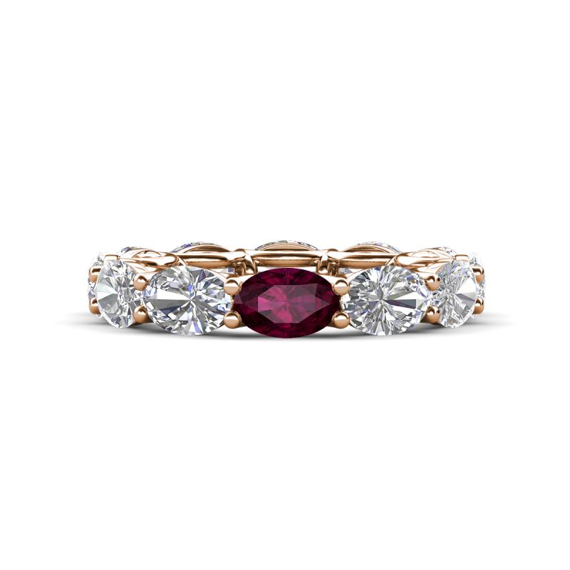 Madison 6x4 mm Oval Diamond and Rhodolite Garnet Eternity Band 