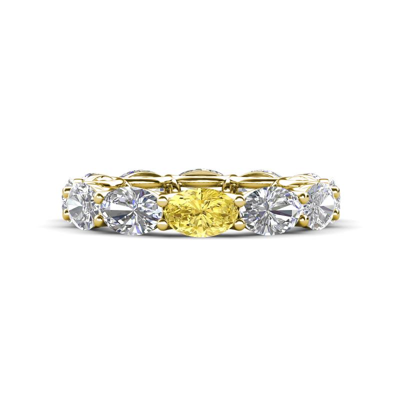 Madison 6x4 mm Oval Diamond and Yellow Sapphire Eternity Band 