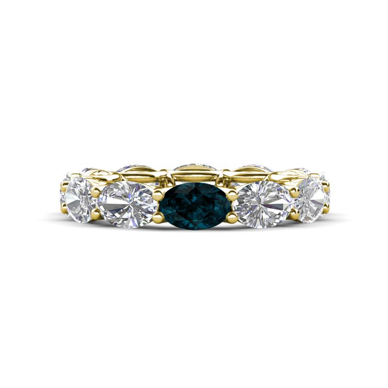 Madison 6x4 mm Oval Diamond and London Blue Topaz Eternity Band 