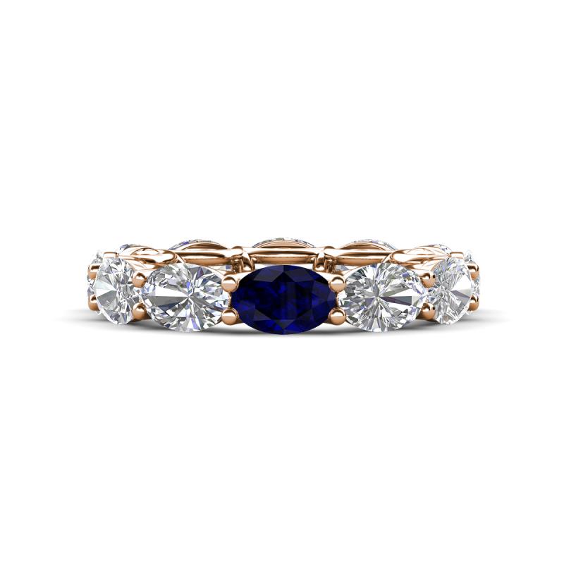 Madison 6x4 mm Oval Diamond and Blue Sapphire Eternity Band 