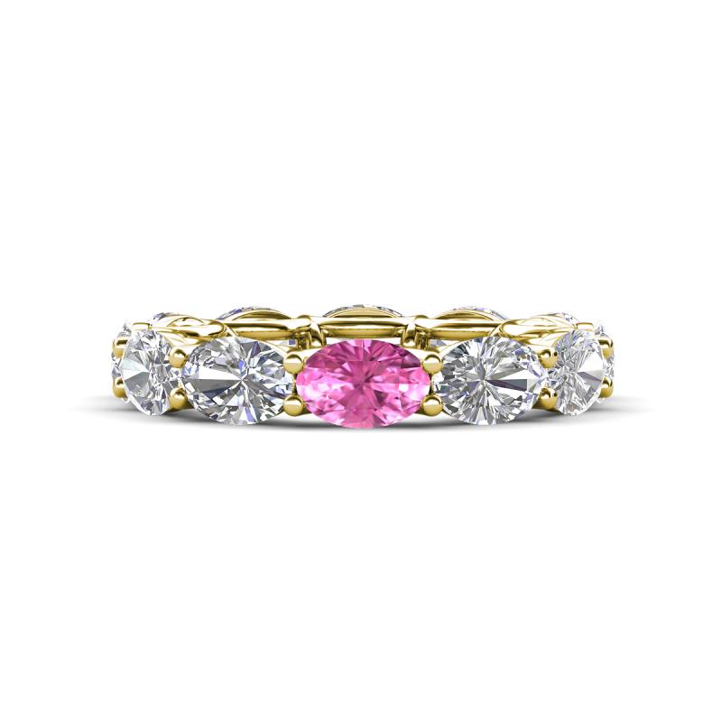 Madison 6x4 mm Oval Diamond and Pink Sapphire Eternity Band 