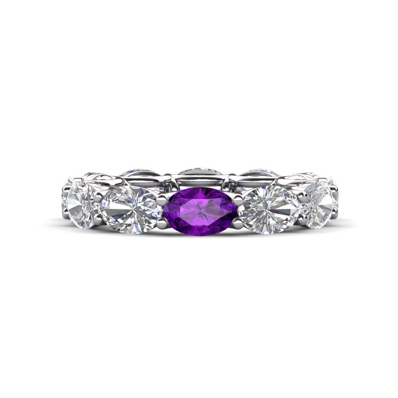 Madison 6x4 mm Oval Diamond and Amethyst Eternity Band 