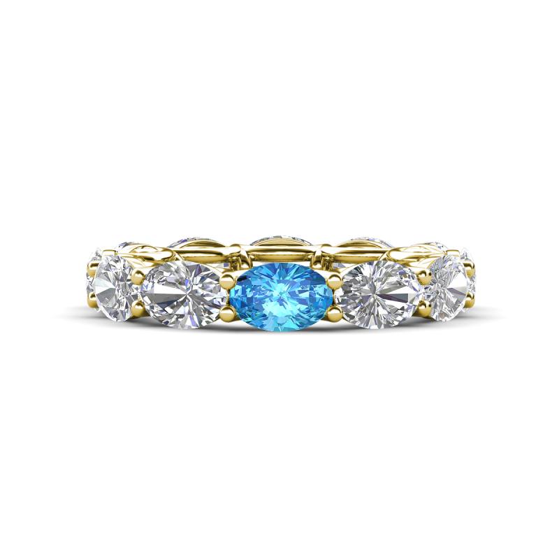 Madison 6x4 mm Oval Diamond and Blue Topaz Eternity Band 