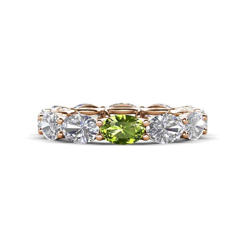 Madison 6x4 mm Oval Diamond and Peridot Eternity Band 