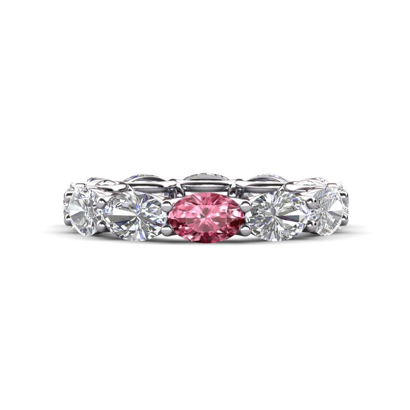 Madison 6x4 mm Oval Diamond and Pink Tourmaline Eternity Band 