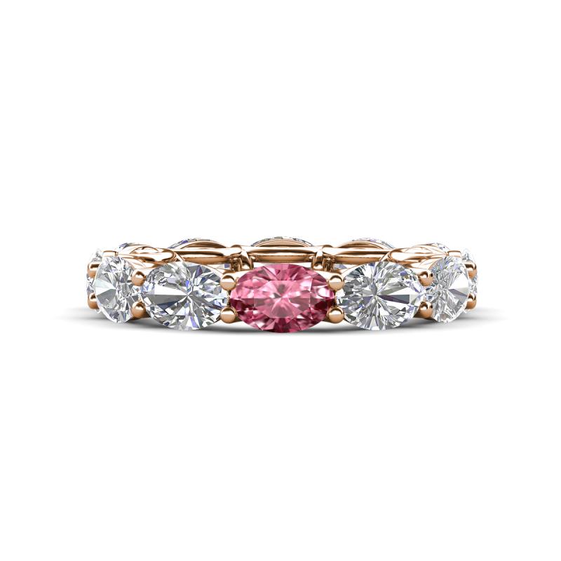 Madison 6x4 mm Oval Diamond and Pink Tourmaline Eternity Band 