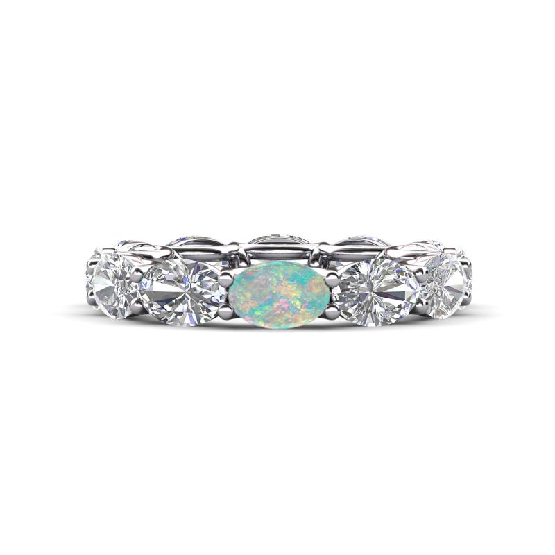 Madison 6x4 mm Oval Diamond and Opal Eternity Band 