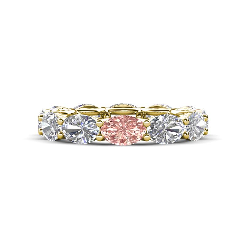 Madison 6x4 mm Oval Diamond and Morganite Eternity Band 