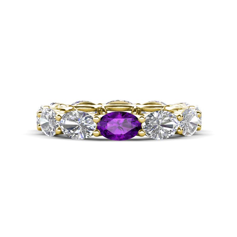 Madison 6x4 mm Oval Lab Grown Diamond and Amethyst Eternity Band 