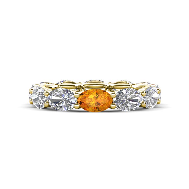 Madison 6x4 mm Oval Lab Grown Diamond and Citrine Eternity Band 
