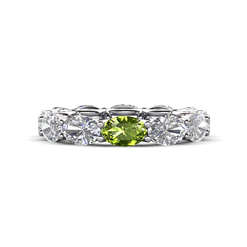 Madison 6x4 mm Oval Lab Grown Diamond and Peridot Eternity Band 