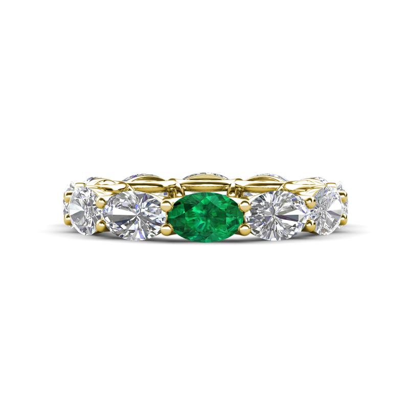 Madison 6x4 mm Oval Lab Grown Diamond and Emerald Eternity Band 