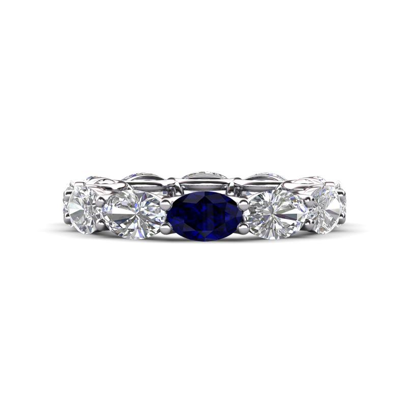 Madison 6x4 mm Oval Lab Grown Diamond and Blue Sapphire Eternity Band 