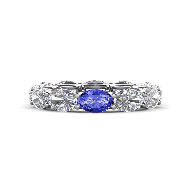 Madison 6x4 mm Oval Lab Grown Diamond and Tanzanite Eternity Band 