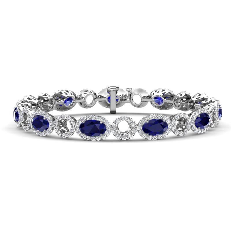 Lyann Oval Blue Sapphire and Round Diamond Eternity Tennis Bracelet 