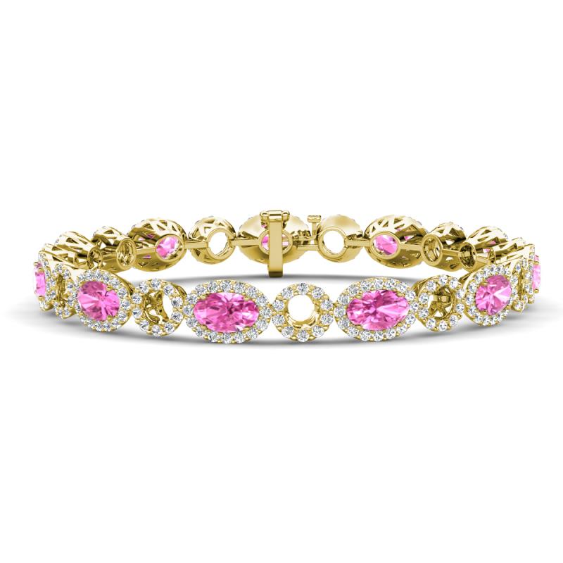 Lyann Oval Pink Sapphire and Round Diamond Eternity Tennis Bracelet 