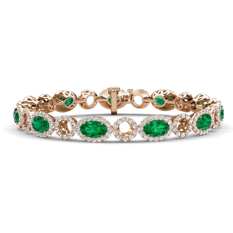 Lyann Oval Emerald and Round Diamond Eternity Tennis Bracelet 