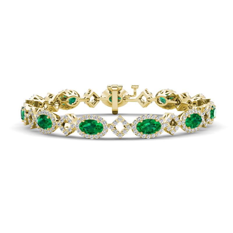 Ivanna 5.76 ctw Emerald Oval shape (6x4 mm) and Round shape Natural Diamond Eternity Tennis Bracelet 