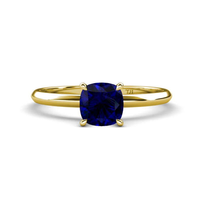 Elodie 6.00 mm Cushion Lab Created Blue Sapphire Solitaire Engagement Ring 