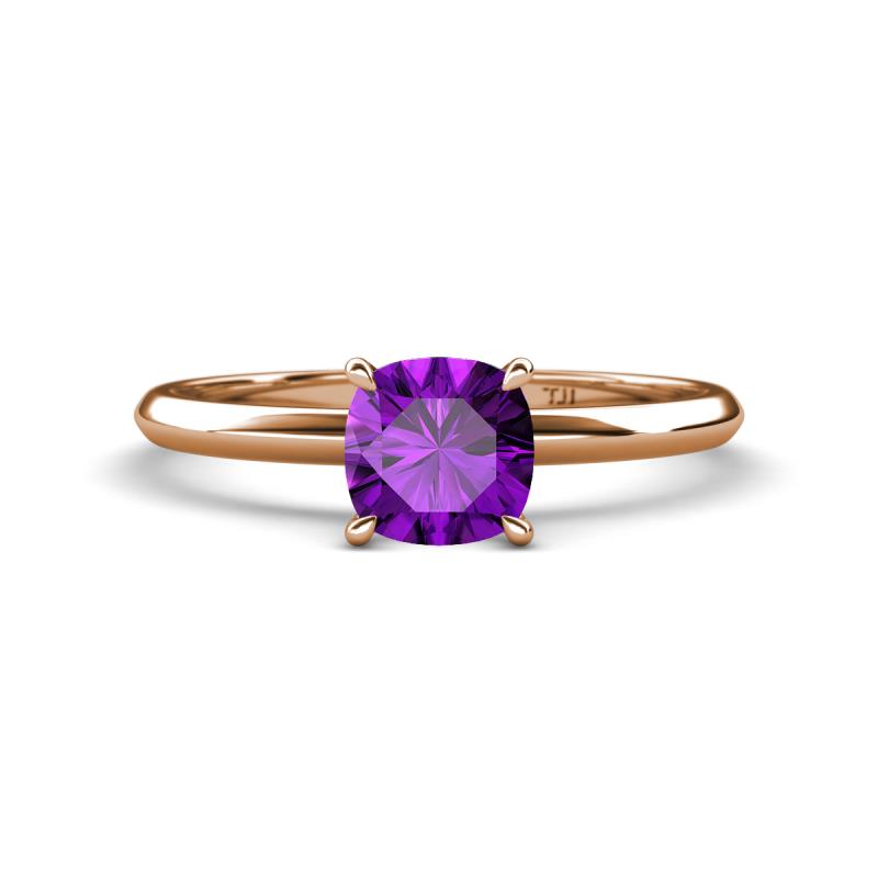 Elodie 6.00 mm Cushion Amethyst Solitaire Engagement Ring 