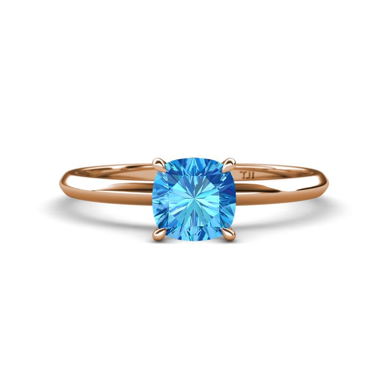 Elodie 6.00 mm Cushion Blue Topaz Solitaire Engagement Ring 