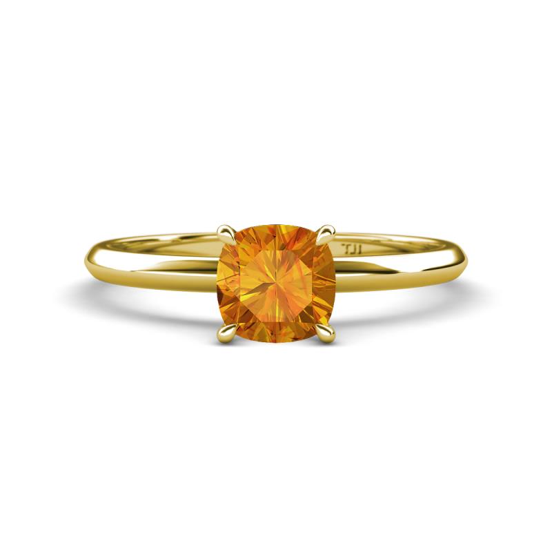 Elodie 6.00 mm Cushion Citrine Solitaire Engagement Ring 