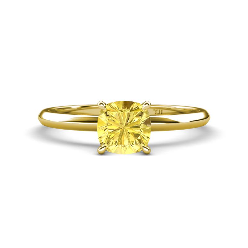 Elodie 6.00 mm Cushion Lab Created Yellow Sapphire Solitaire Engagement Ring 