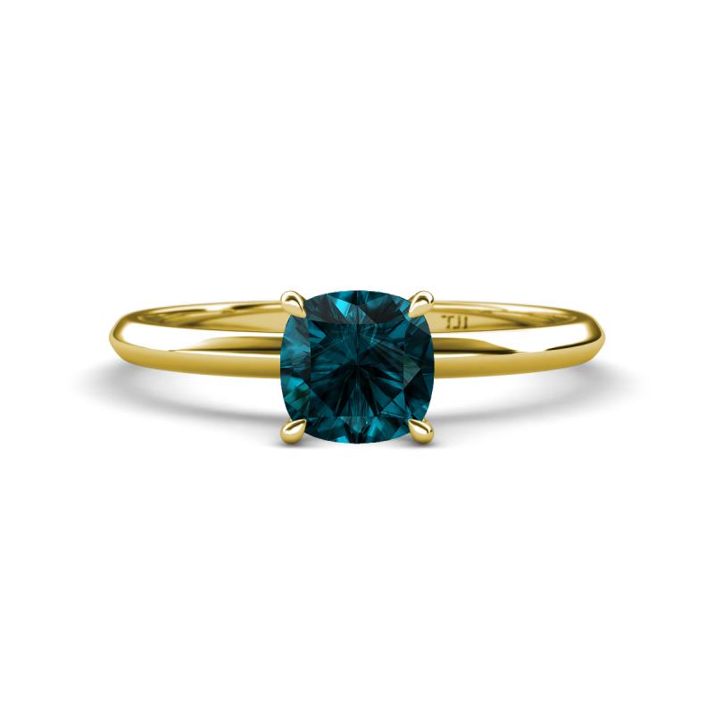 Elodie 6.00 mm Cushion London Blue Topaz Solitaire Engagement Ring 