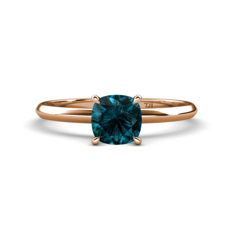 Elodie 6.00 mm Cushion London Blue Topaz Solitaire Engagement Ring 