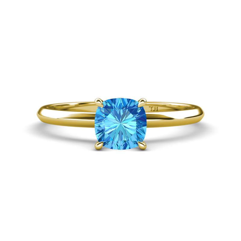 Elodie 6.00 mm Cushion Blue Topaz Solitaire Engagement Ring 