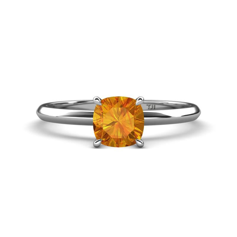 Elodie 6.00 mm Cushion Citrine Solitaire Engagement Ring 