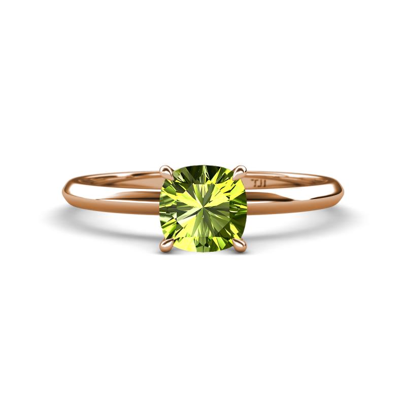 Elodie 6.00 mm Cushion Peridot Solitaire Engagement Ring 