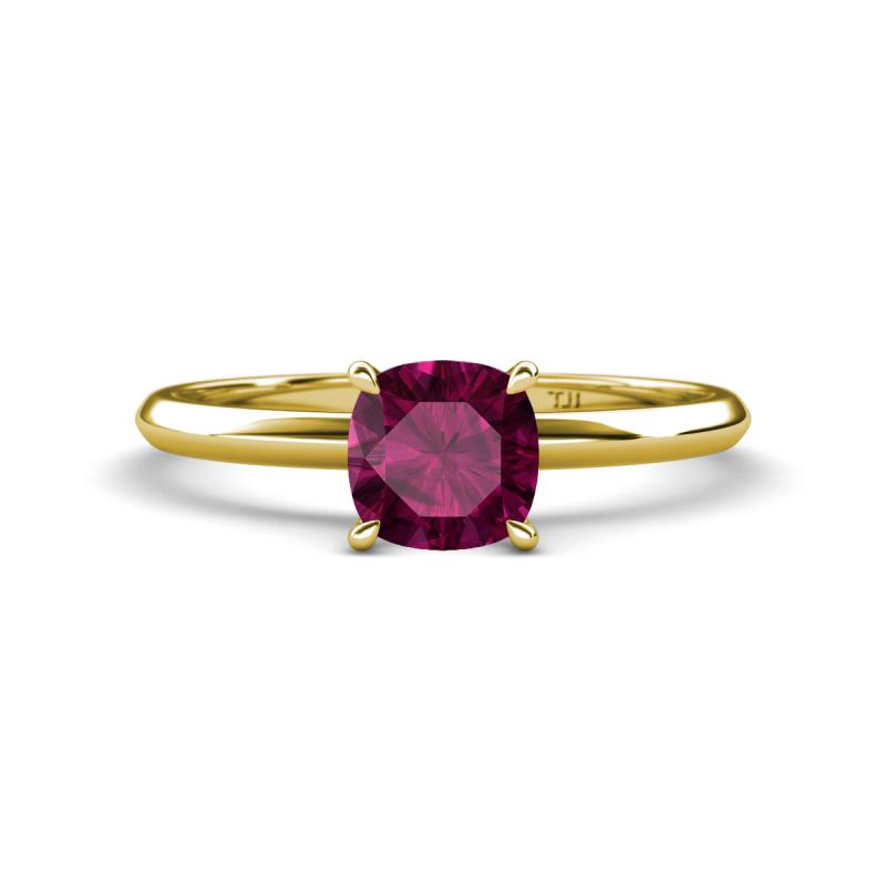 Elodie 6.00 mm Cushion Rhodolite Garnet Solitaire Engagement Ring 