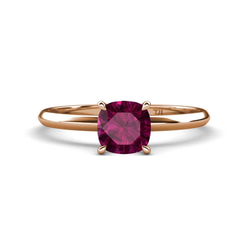 Elodie 6.00 mm Cushion Rhodolite Garnet Solitaire Engagement Ring 