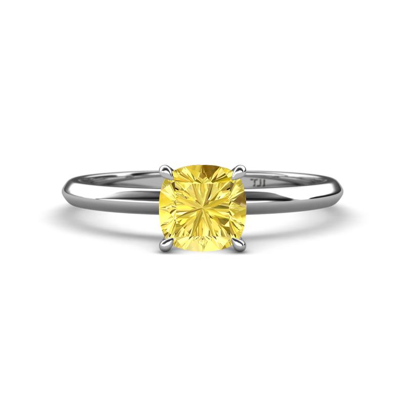Elodie 6.00 mm Cushion Lab Created Yellow Sapphire Solitaire Engagement Ring 