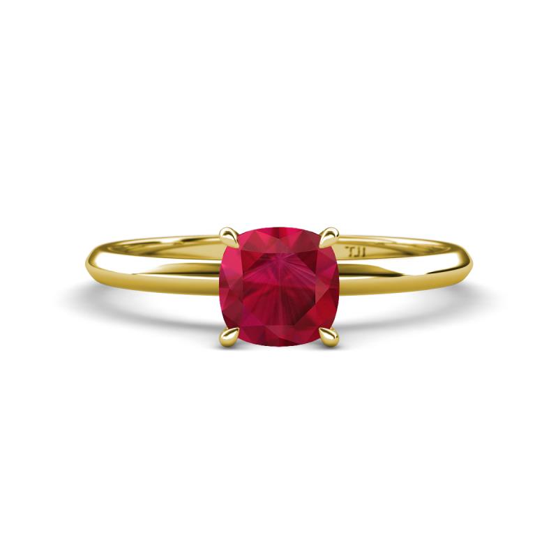 Elodie 6.00 mm Cushion Lab Created Ruby Solitaire Engagement Ring 