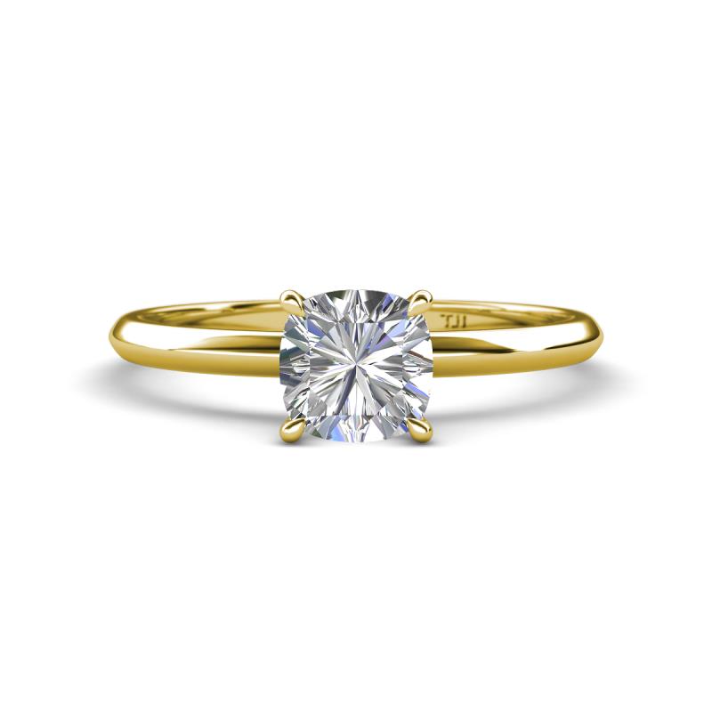 Elodie 6.00 mm Cushion Forever One Moissanite Solitaire Engagement Ring 