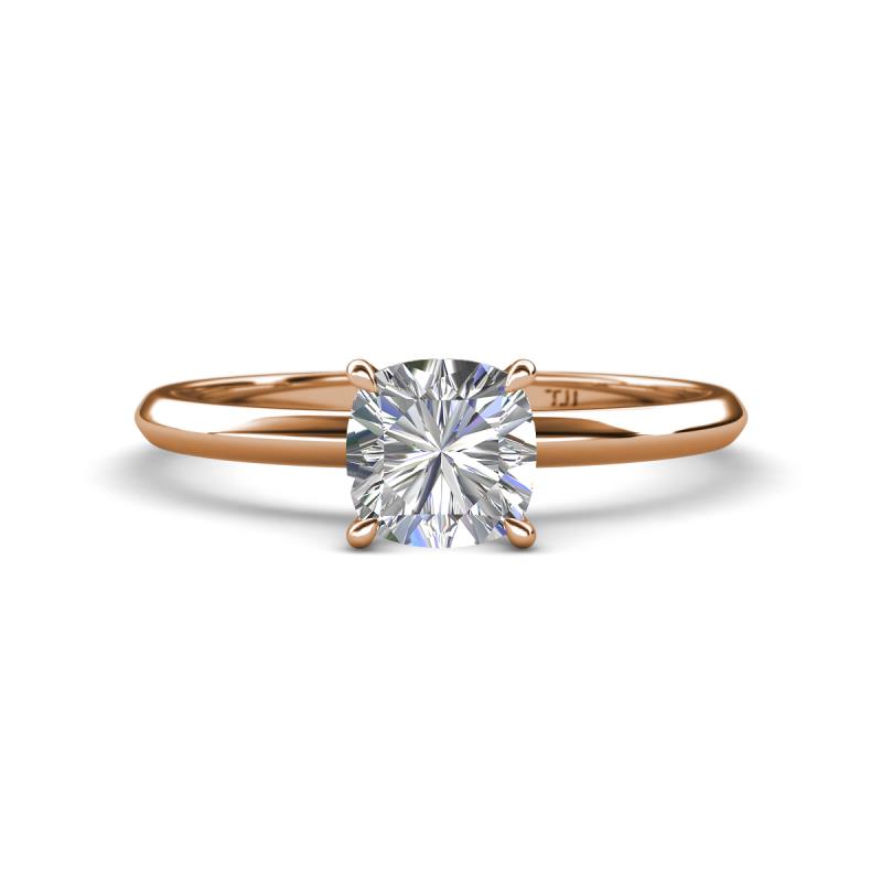 Elodie 6.00 mm Cushion Forever One Moissanite Solitaire Engagement Ring 
