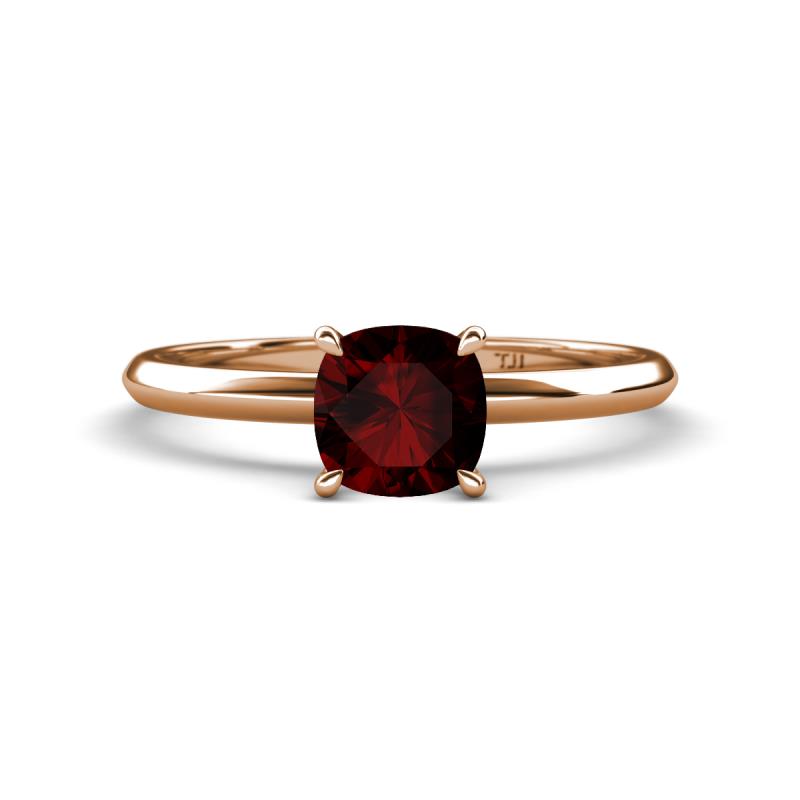Elodie 6.00 mm Cushion Red Garnet Solitaire Engagement Ring 